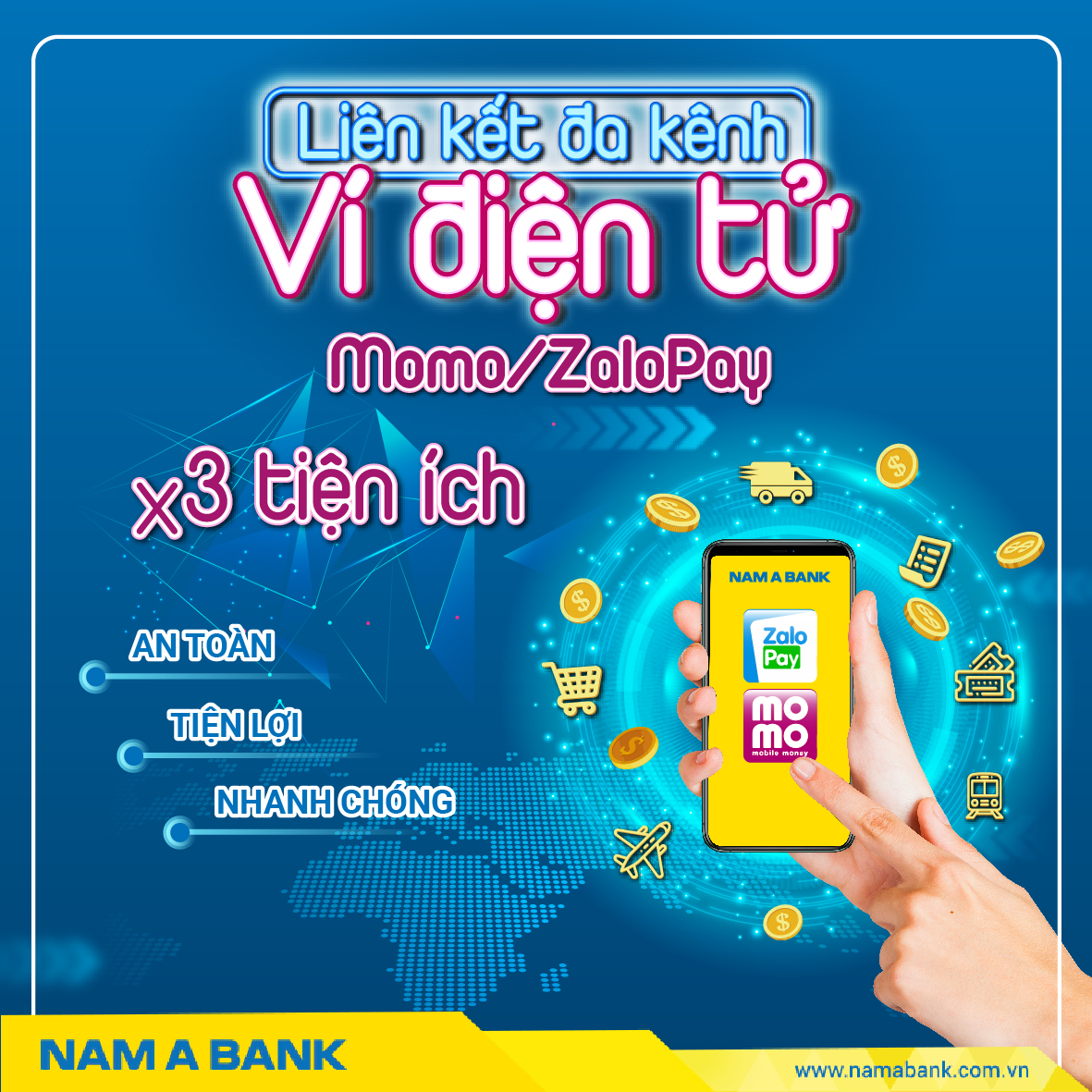 Dịch vụ liên kết Thẻ ghi nợ nội địa Nam A Bank và Ví điện tử ZaloPay