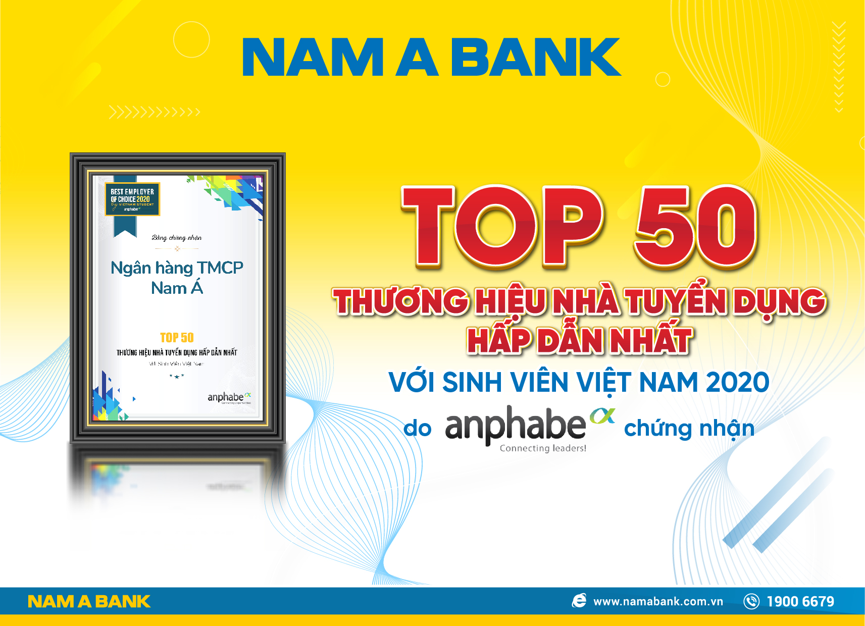 NAM A BANK - TOP 50 THƯƠNG HIỆU NHÀ TUYỂN DỤNG HẤP DẪN NHẤT SINH VIÊN  VIỆT NAM