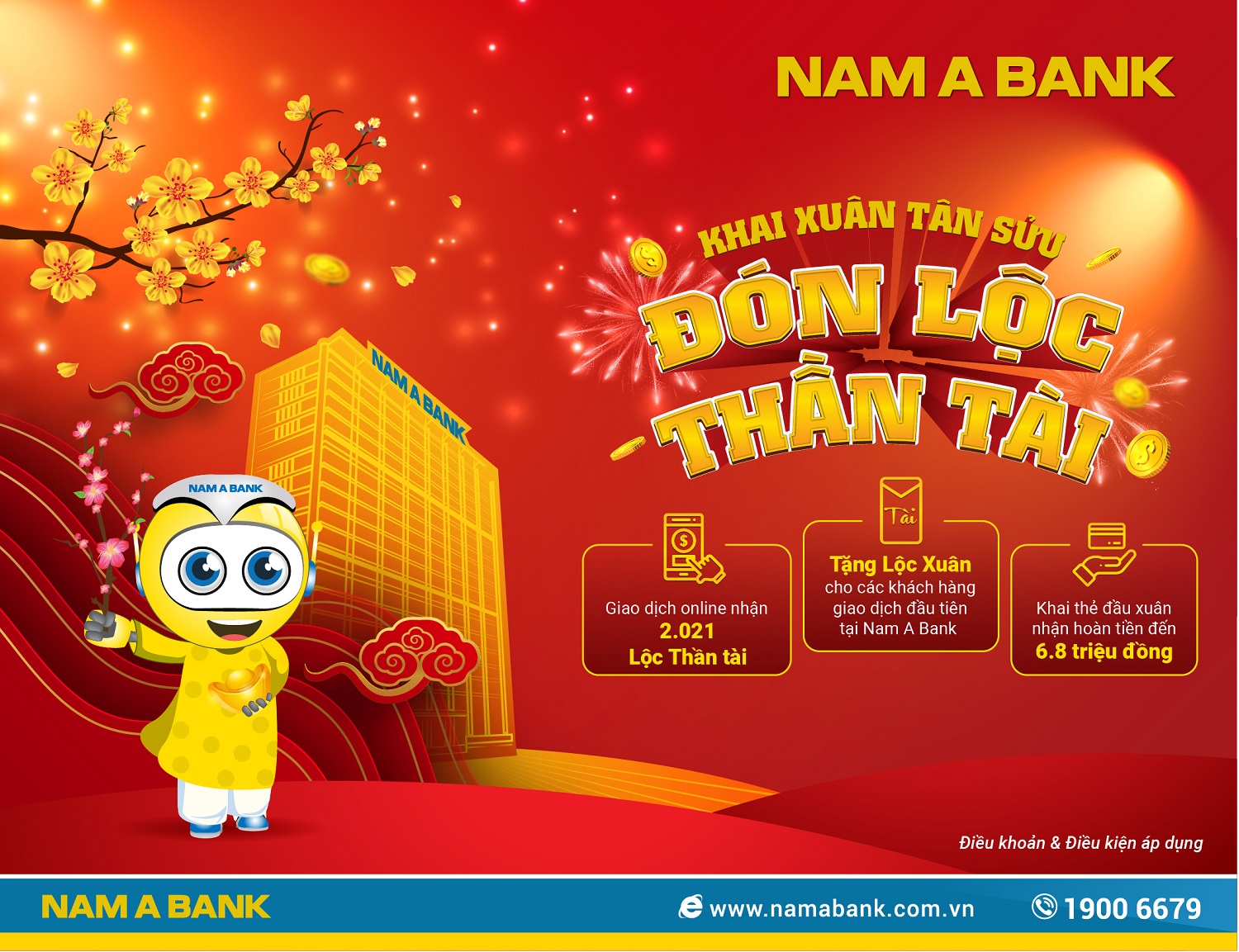 NAM A BANK TẶNG LỘC XUÂN CHO KHÁCH HÀNG GIAO DỊCH ĐẦU NĂM