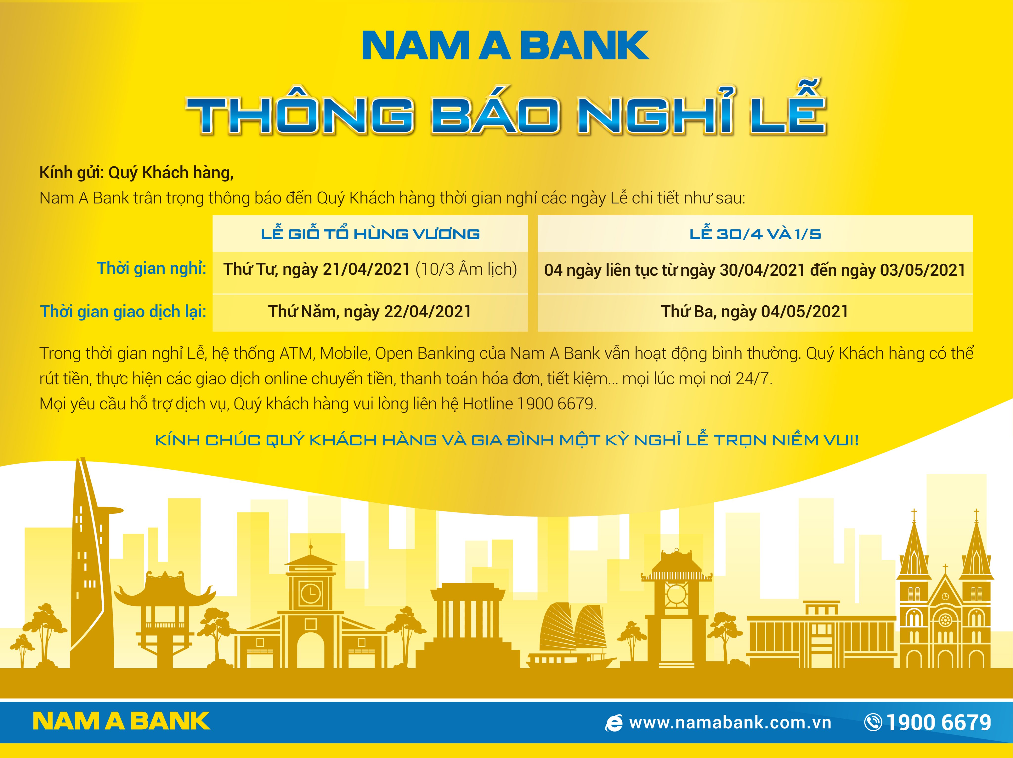 THÔNG BÁO NGHỈ LỄ