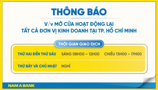 THÔNG BÁO V/v MỞ CỬA HOẠT ĐỘNG LẠI TẤT CẢ ĐƠN VỊ KINH DOANH TẠI TP. HỒ CHÍ MINH