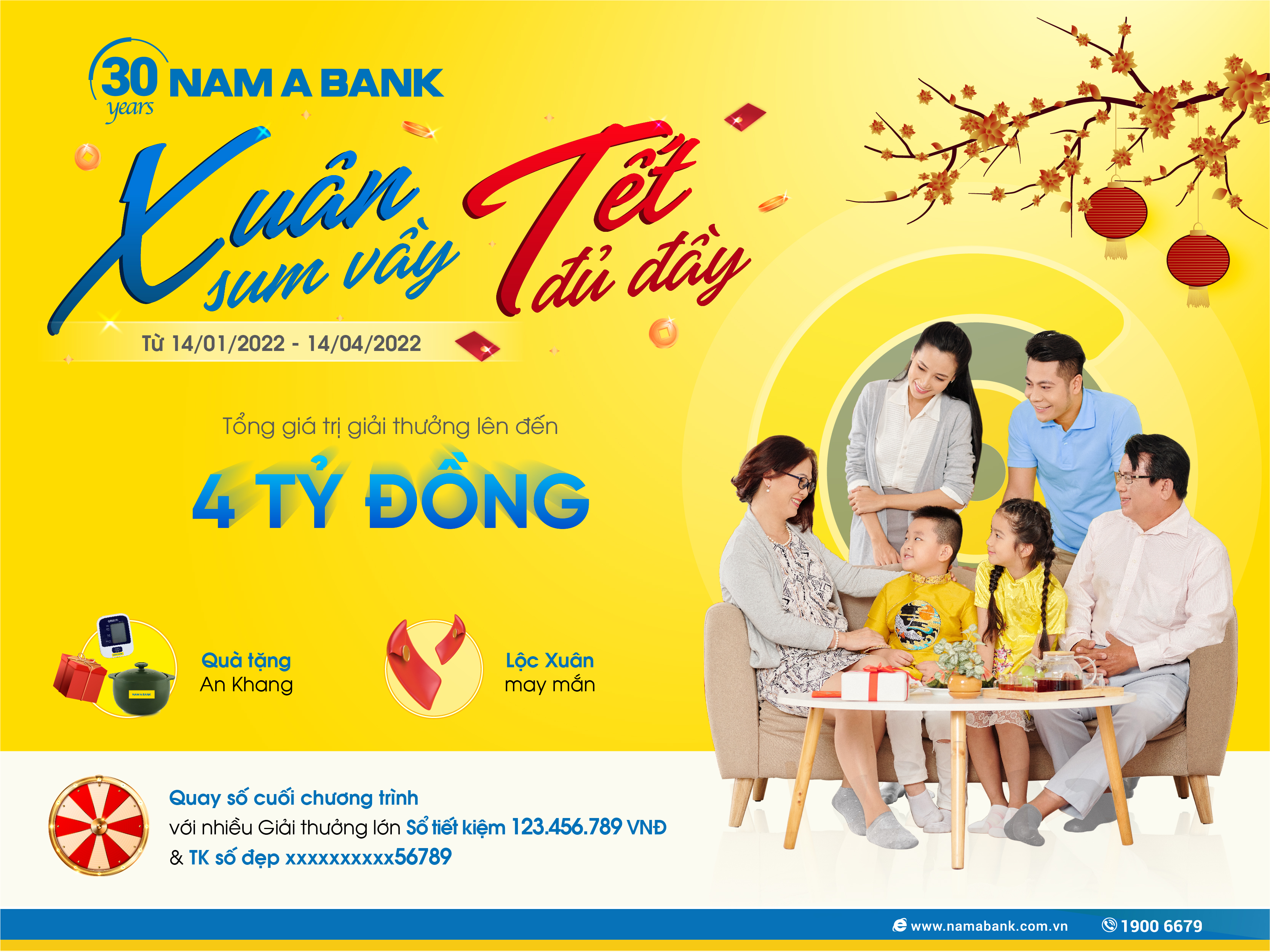 Cùng Nam A Bank mừng “Xuân sum vầy – Tết đủ đầy” với cơ hội trúng thưởng lên đến 4 tỷ đồng