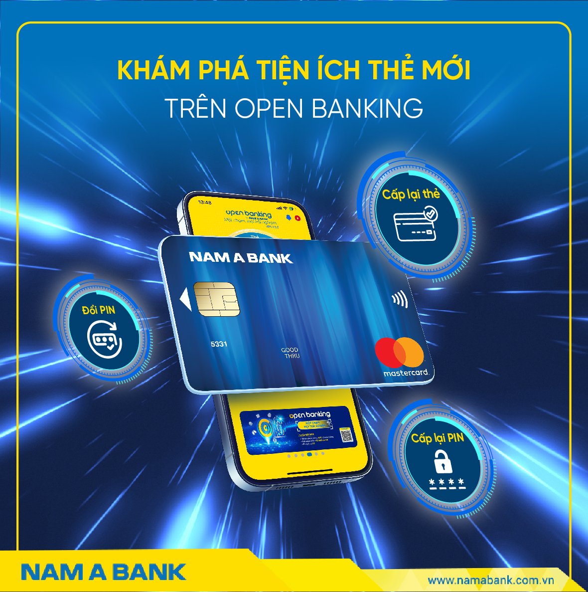 Nam A Bank chính thức triển khai các tính năng mới: Đổi PIN, cấp lại PIN, cấp lại Thẻ trên Open Banking.