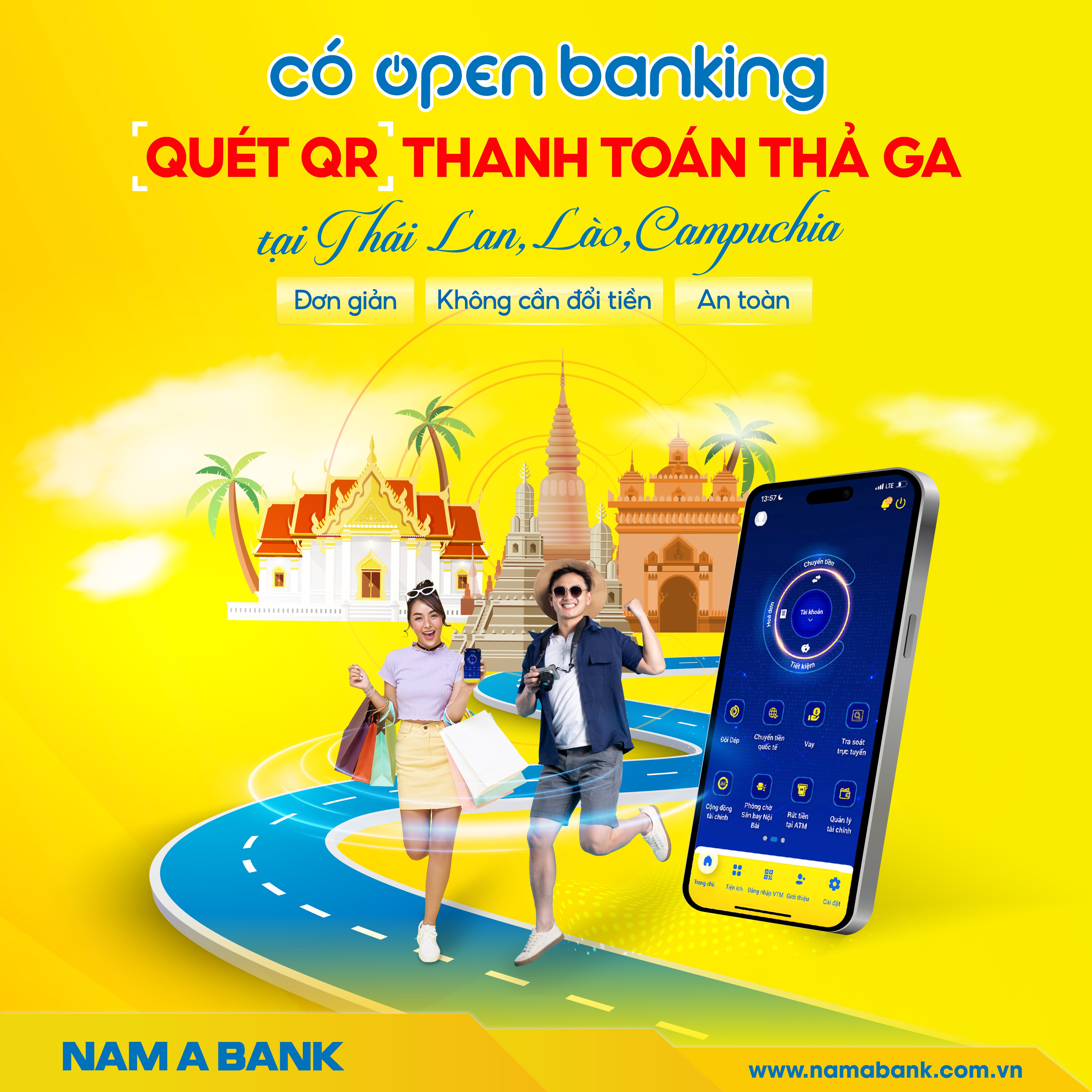 DỊCH VỤ THANH TOÁN SONG PHƯƠNG QUA MÃ QR TRÊN OPEN BANKING NAM A BANK TẠI CAMPUCHIA VÀ LÀO, THÁI LAN