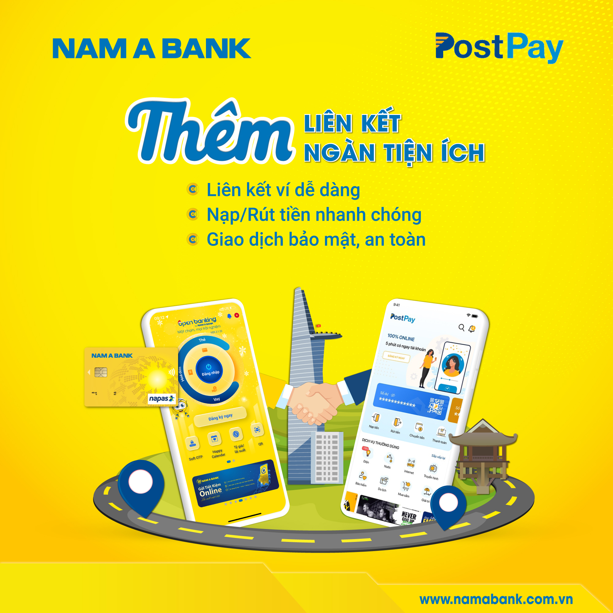 Liên kết tài khoản Nam A Bank với Ví điện tử PostPay