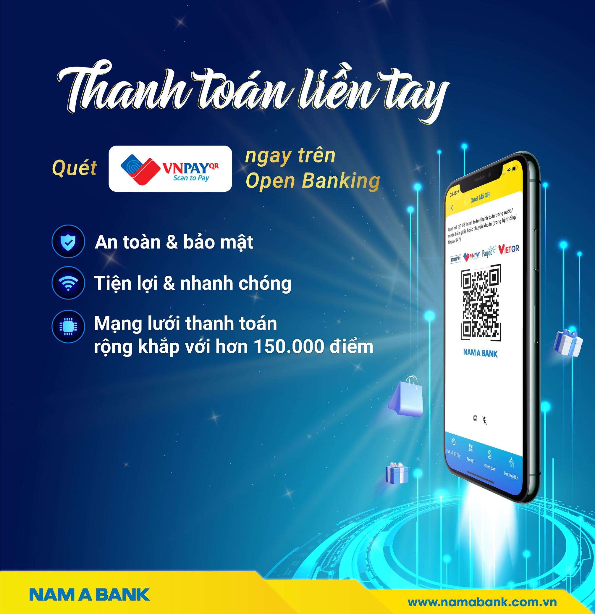 Quét mã VNPAY, thanh toán tiện lợi hơn trên Open Banking