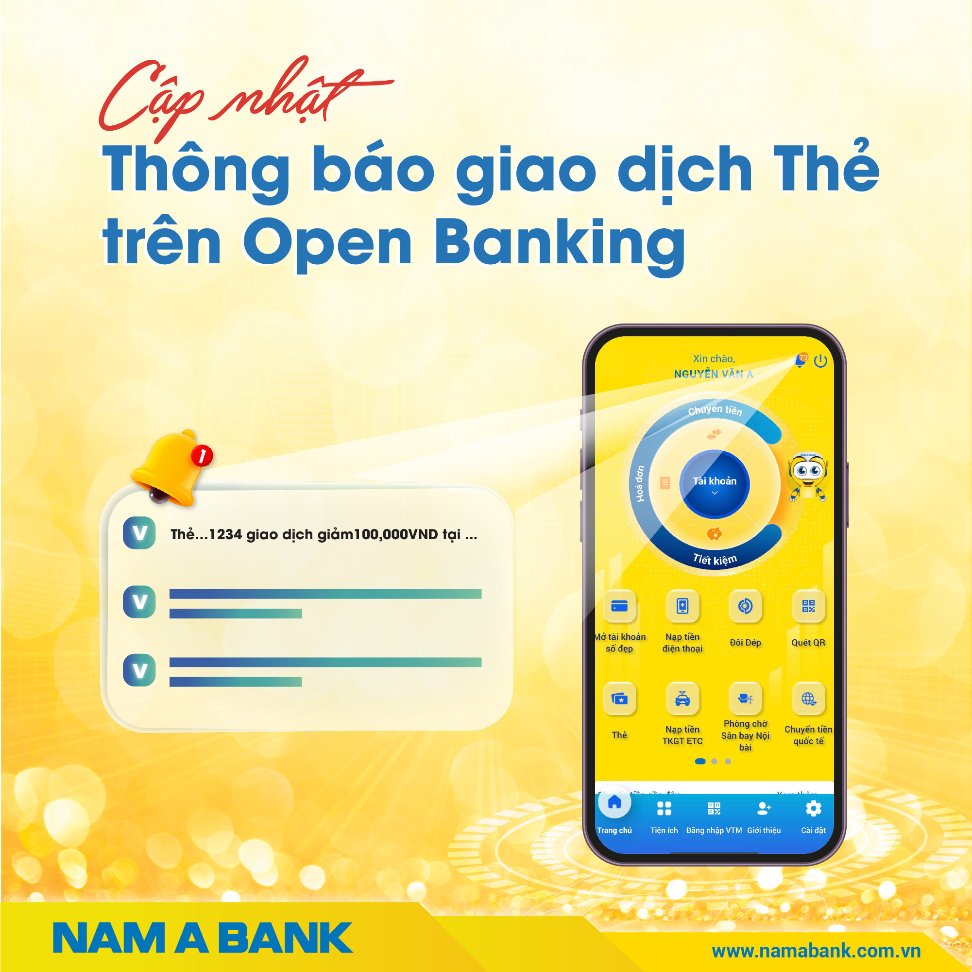 THÔNG BÁO GIAO DỊCH THẺ TRÊN OPEN BANKING