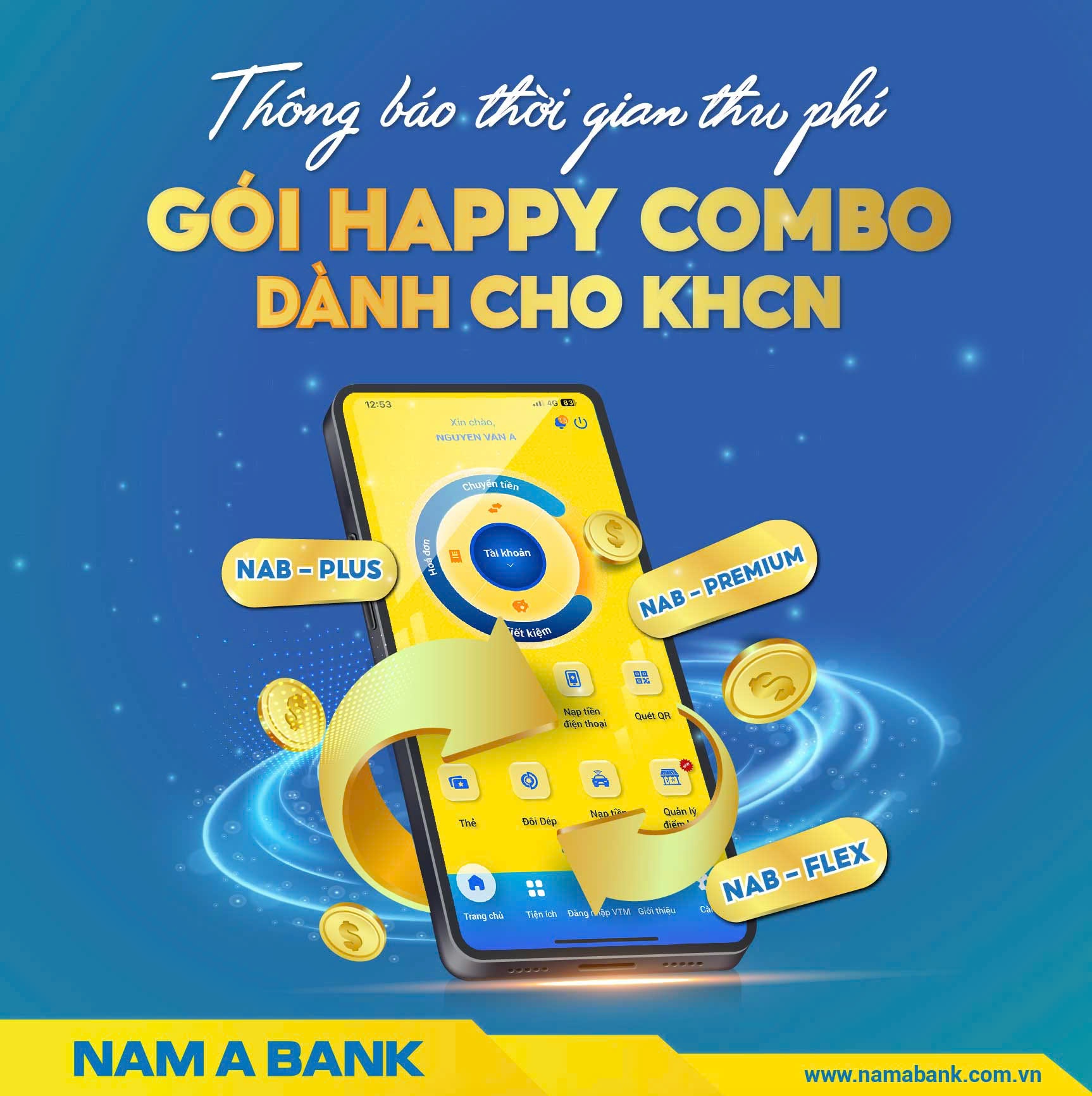 THÔNG BÁO THỜI GIAN THU PHÍ GÓI HAPPY COMBO – GÓI TÀI KHOẢN DÀNH CHO KHCN