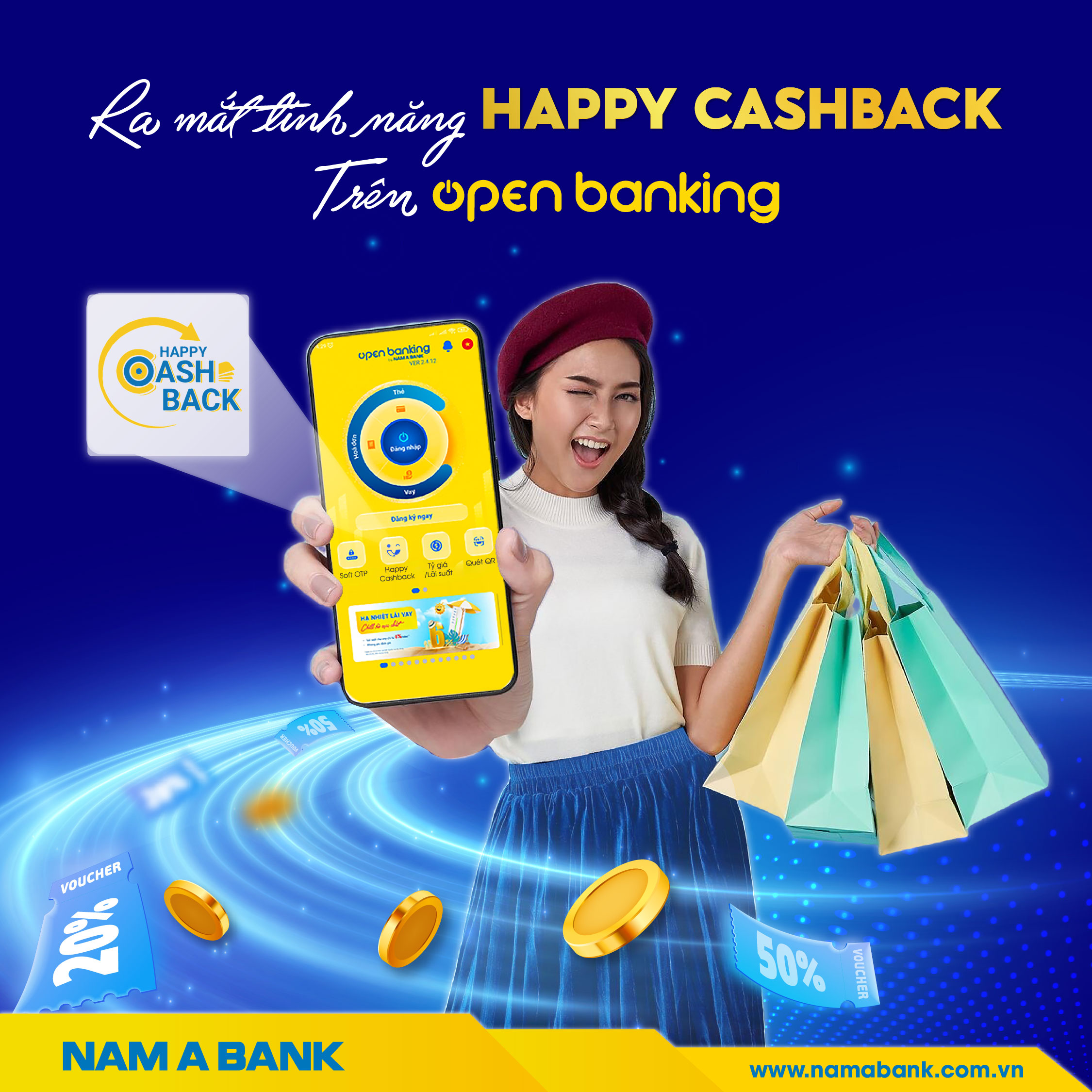 RA MẮT TÍNH NĂNG MUA SẮM HOÀN TIỀN - “HAPPY CASHBACK” TRÊN ỨNG DỤNG OPEN BANKING